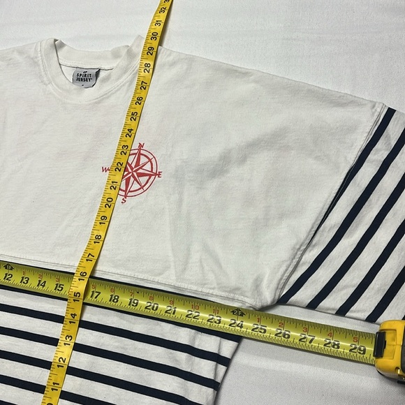 Spirit Jersey Striped White Navy Long Sleeve Lake Time Cotton jersey Crew Neck M - Picture 6 of 9